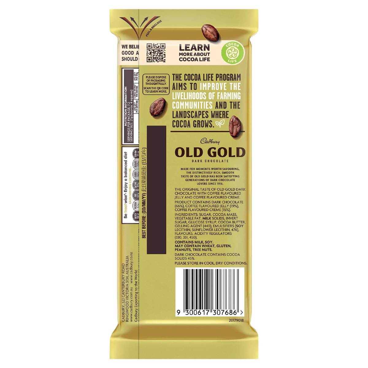 Cadbury Old Gold Dark Chocolate Espresso Affogato 180g