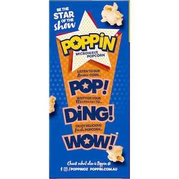 Poppin Triple Butter Microwave Popcorn Mini-Size Snack Bags 300g