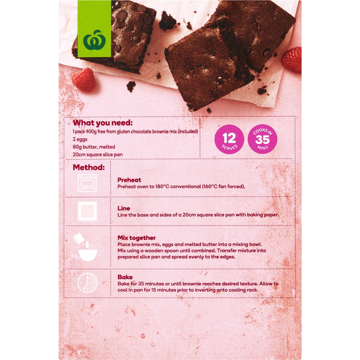Free From Gluten Brownie Mix With Dark Choc Chips 400g