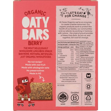 Ceres Organics Oaty Bars Berry 100g