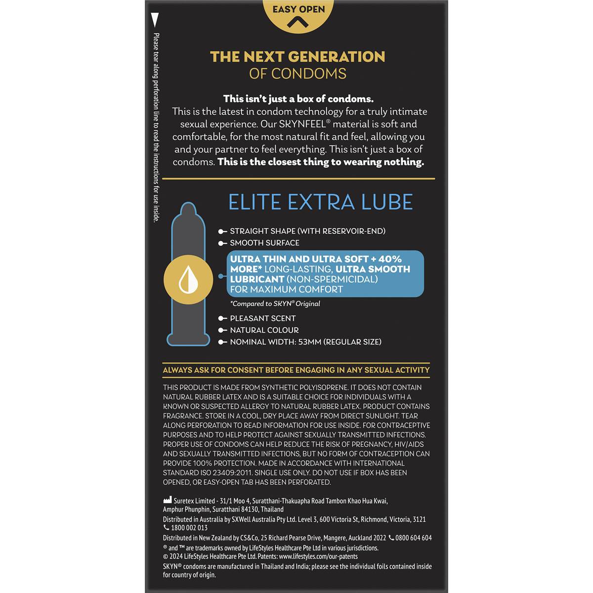 Skyn Condoms Elite Extra Lube 10 pack