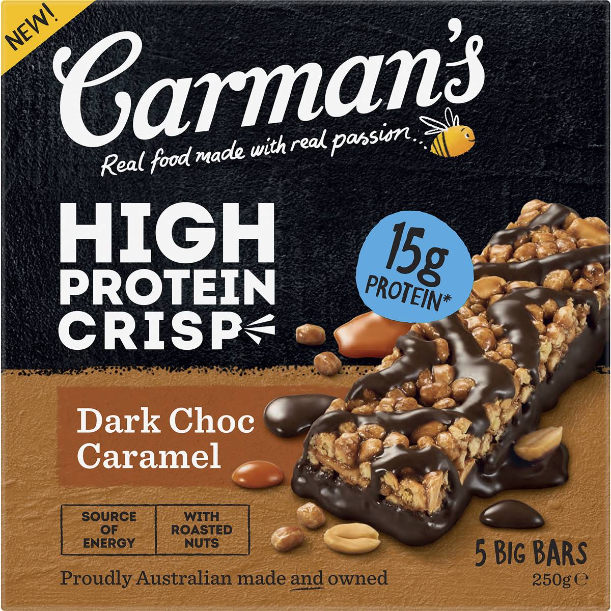 Carman's High Crisp Choc Caramel 5 Pack 250g