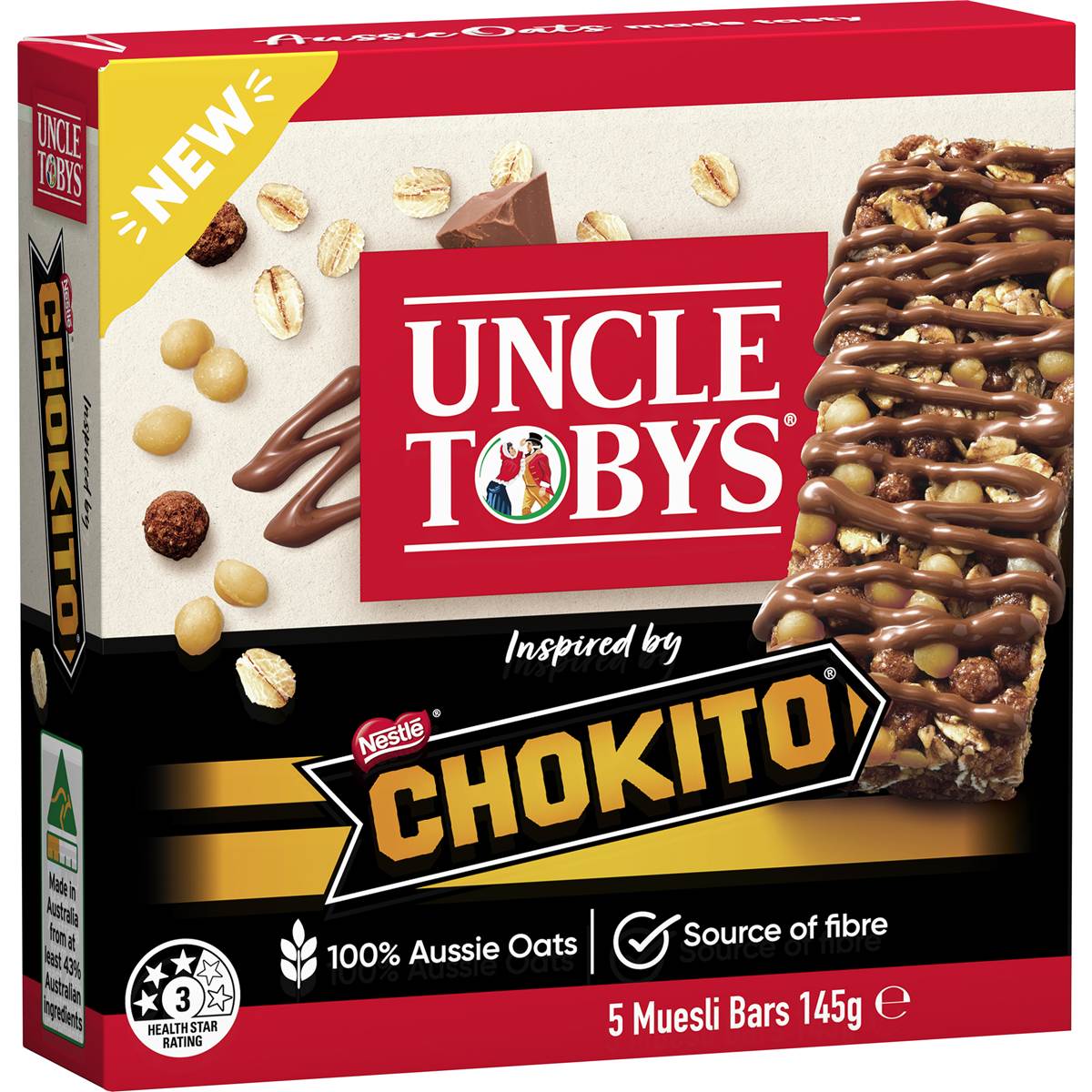 Uncle Tobys Muesli Bar Chokito 5 Pack 145g