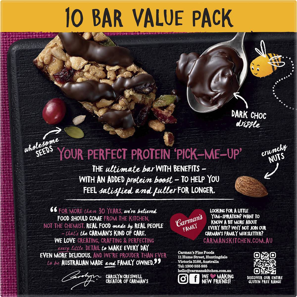 Carman's Protein Choc Cranberry 10 Pack 400g