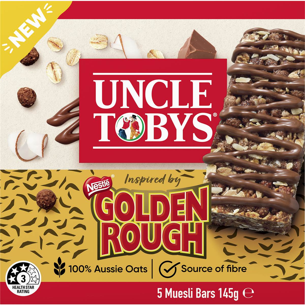 Uncle Tobys Muesli Bars Inspired By Golden Rough 5 Pack 145g