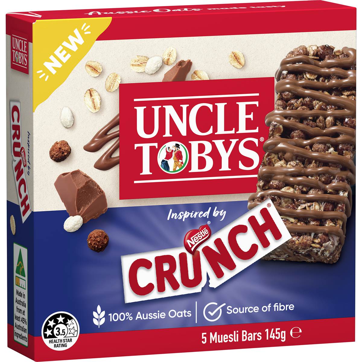 Uncle Tobys Muesli Bar Crunch 5 Pack 145g