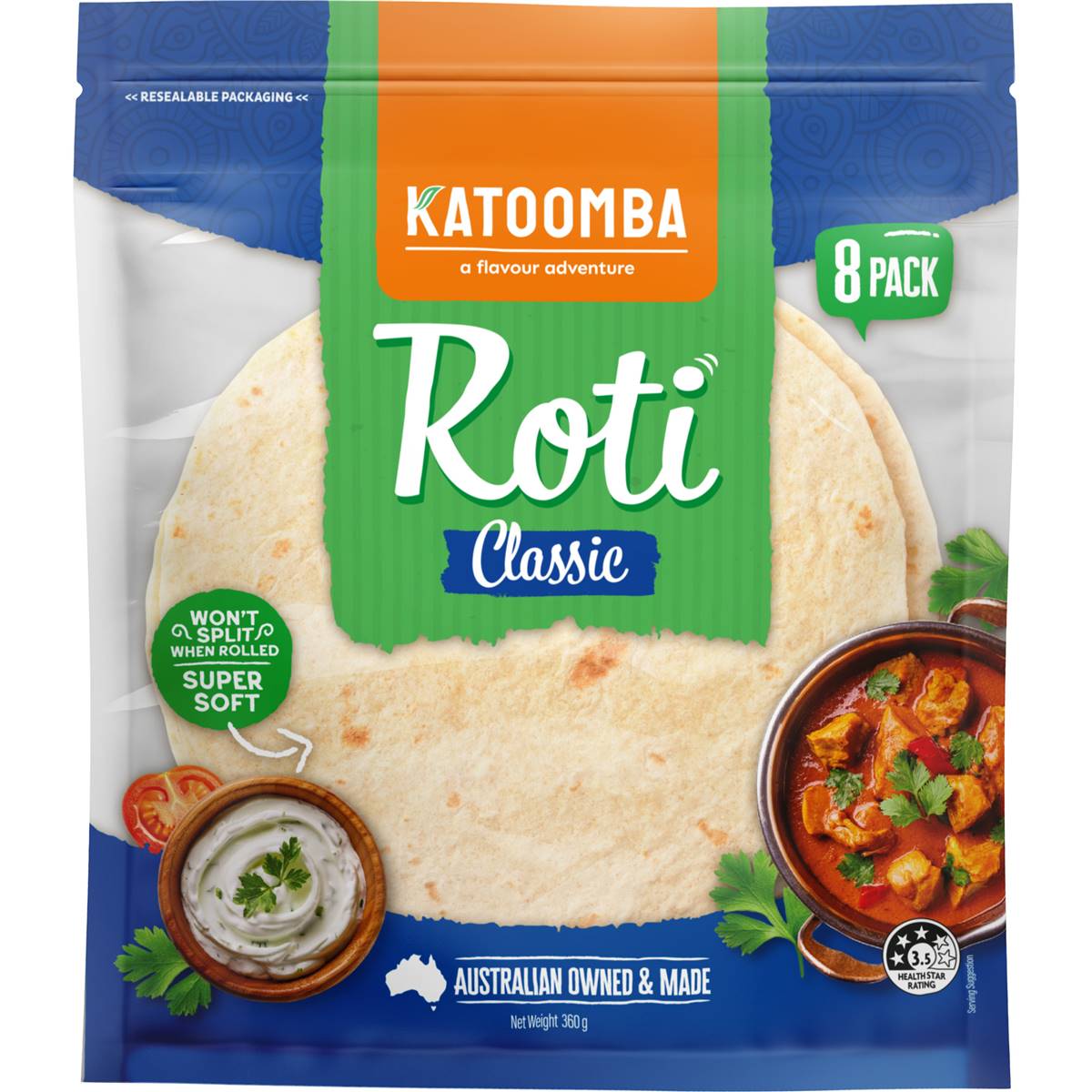 Katoomba Roti Bread Plain 8 pack