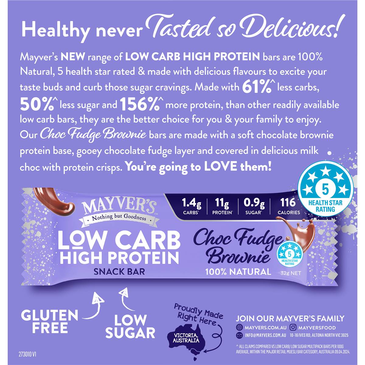 Mayver's Low Carb Choc Fudge 4 Pack 128g