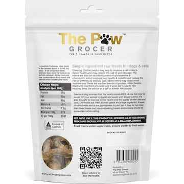 The Paw Grocer Freeze Dried Chicken Necks Dog Treats 90g