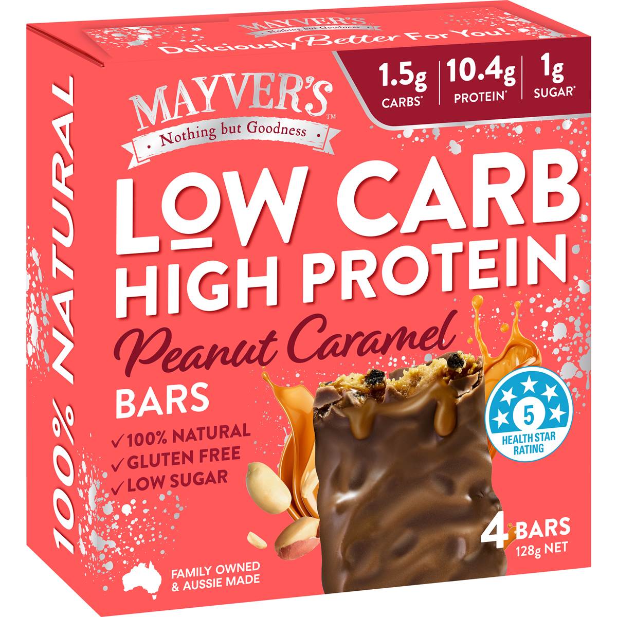 Mayver's Low Carb Peanut Caramel 4 Pack 128g