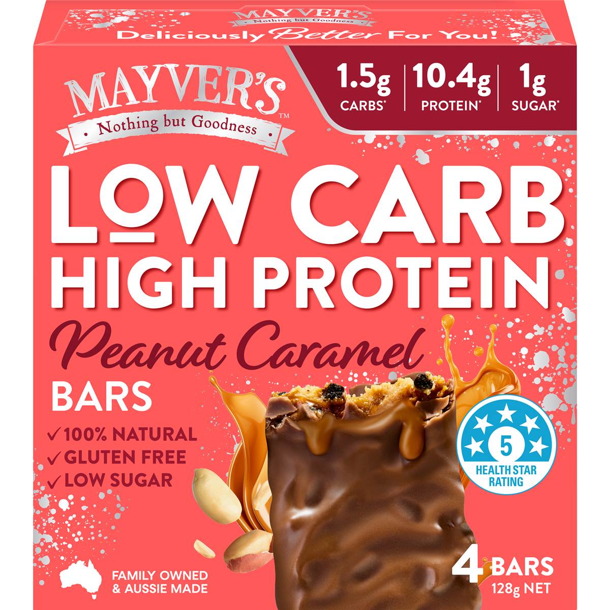 Mayver's Low Carb Peanut Caramel 4 Pack 128g