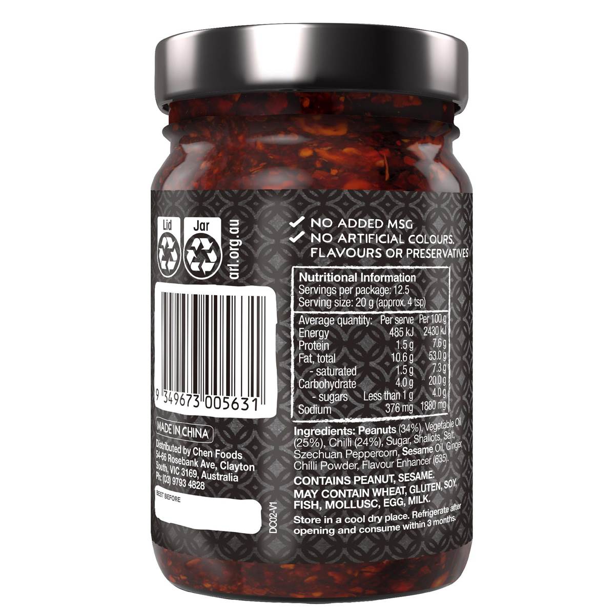 Mr Chen's Extra Hot Chilli & Peanut Oil 250g