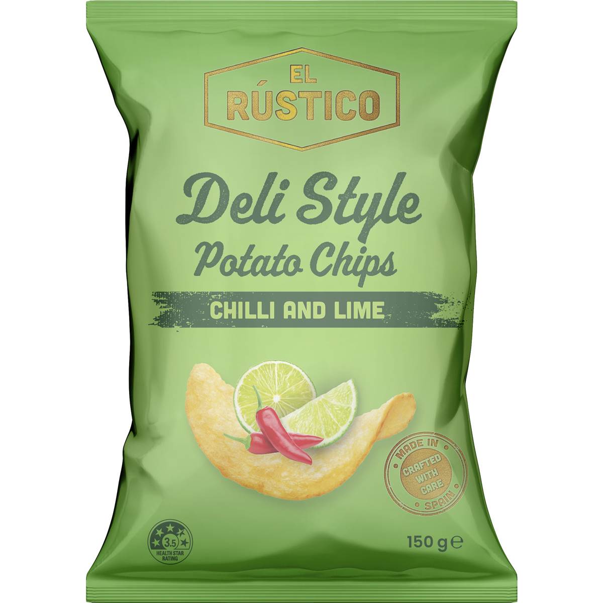 EL RUSTICO Potato Chips Chilli & Lime 150g