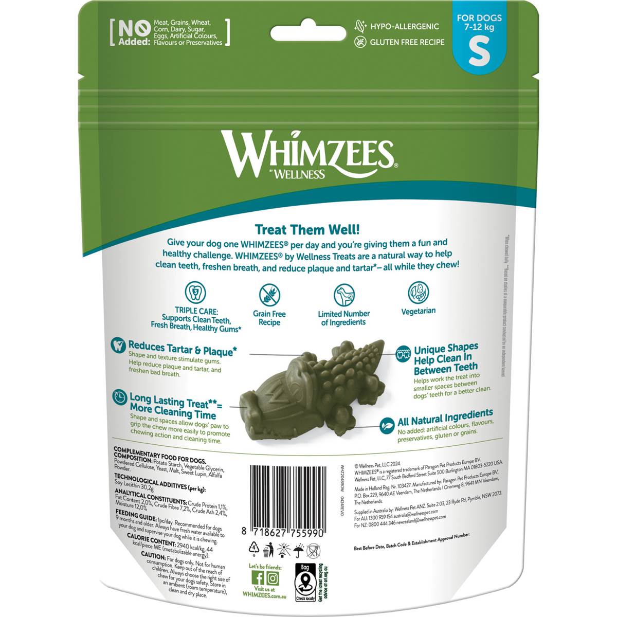 Whimzees Wellness Daily Dental Dog Treats Small 12 pack