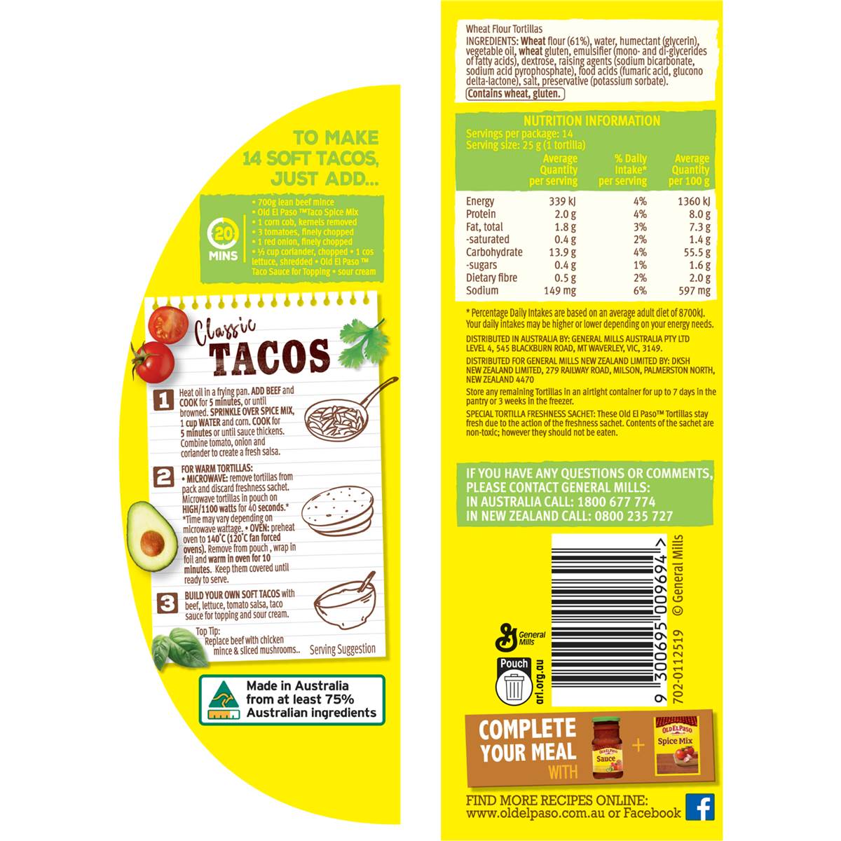 Old El Paso 14 Mini Tortillas Flour 350g