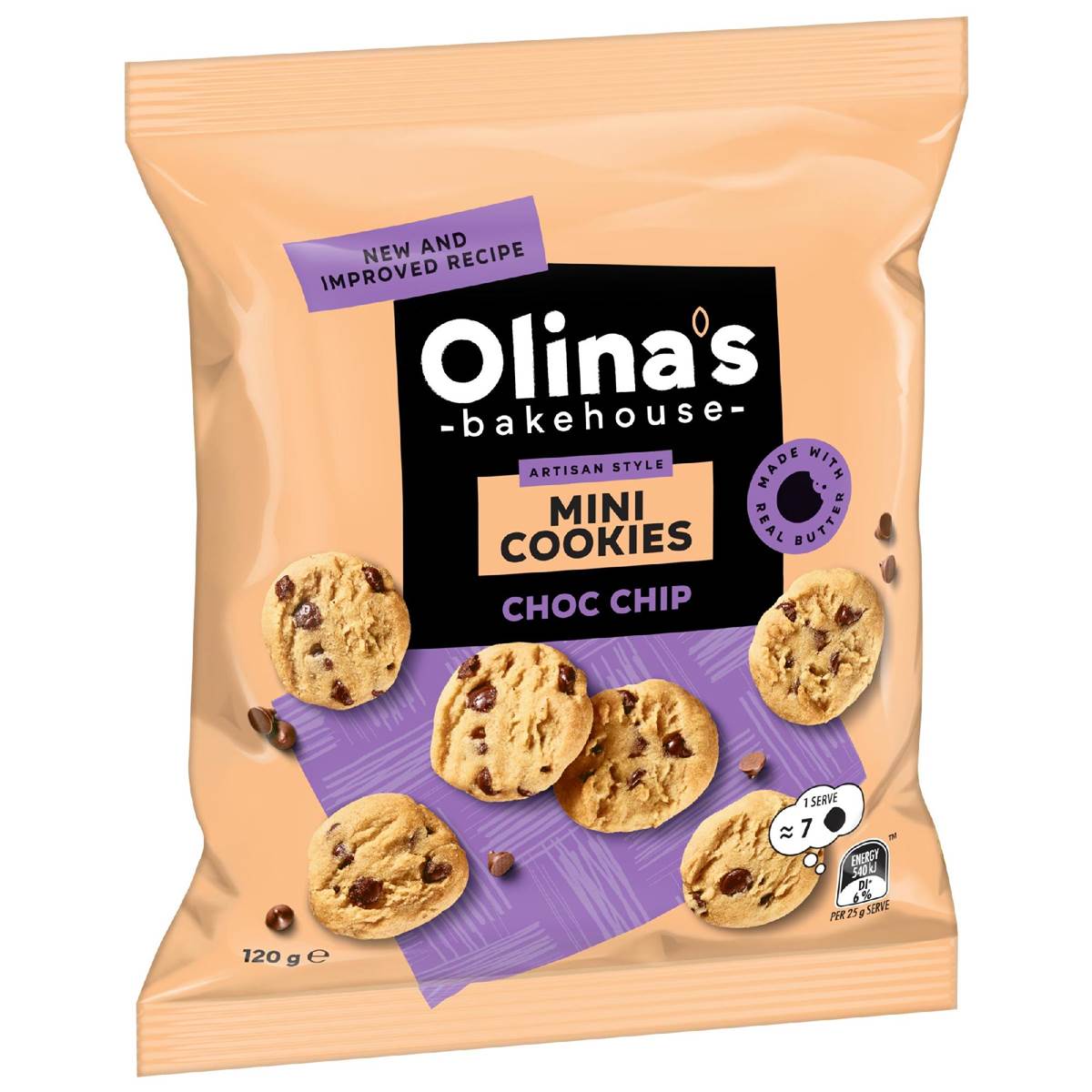 Olina's Bakehouse Mini Cookies Choc Chip 120g