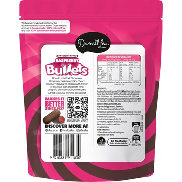 Darrell Lea Raspberry Bullets Dark Chocolate 190g