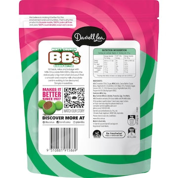 Darrell Lea Milk Chocolate BB's Minty Crunch 152g
