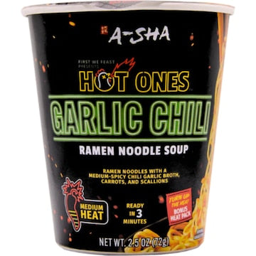A-Sha Hot Ones Garlic Chilli Ramen Noodle Soup 72g