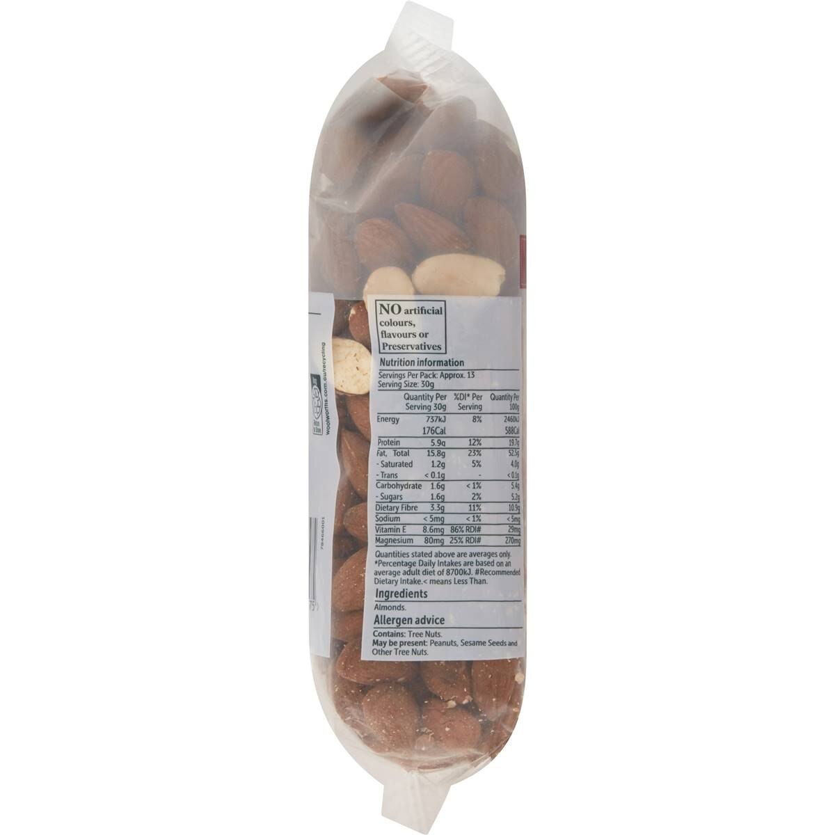 Woolworths Dry Roasted Almonds Nuts 400g