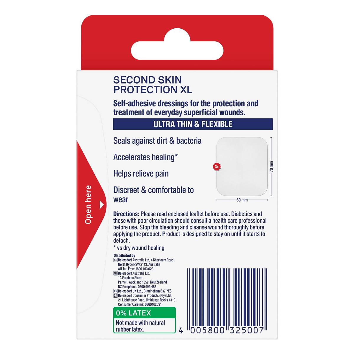 Elastoplast Second Skin Protection Extra Large 6cm x 7cm 3 pack