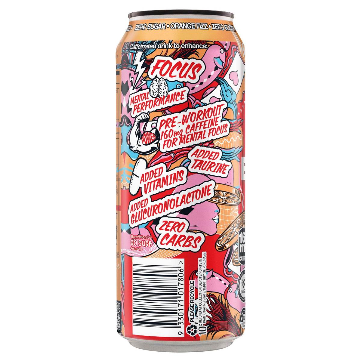 BSC Caffeinated Energy Drink Orange Fizz 500mL