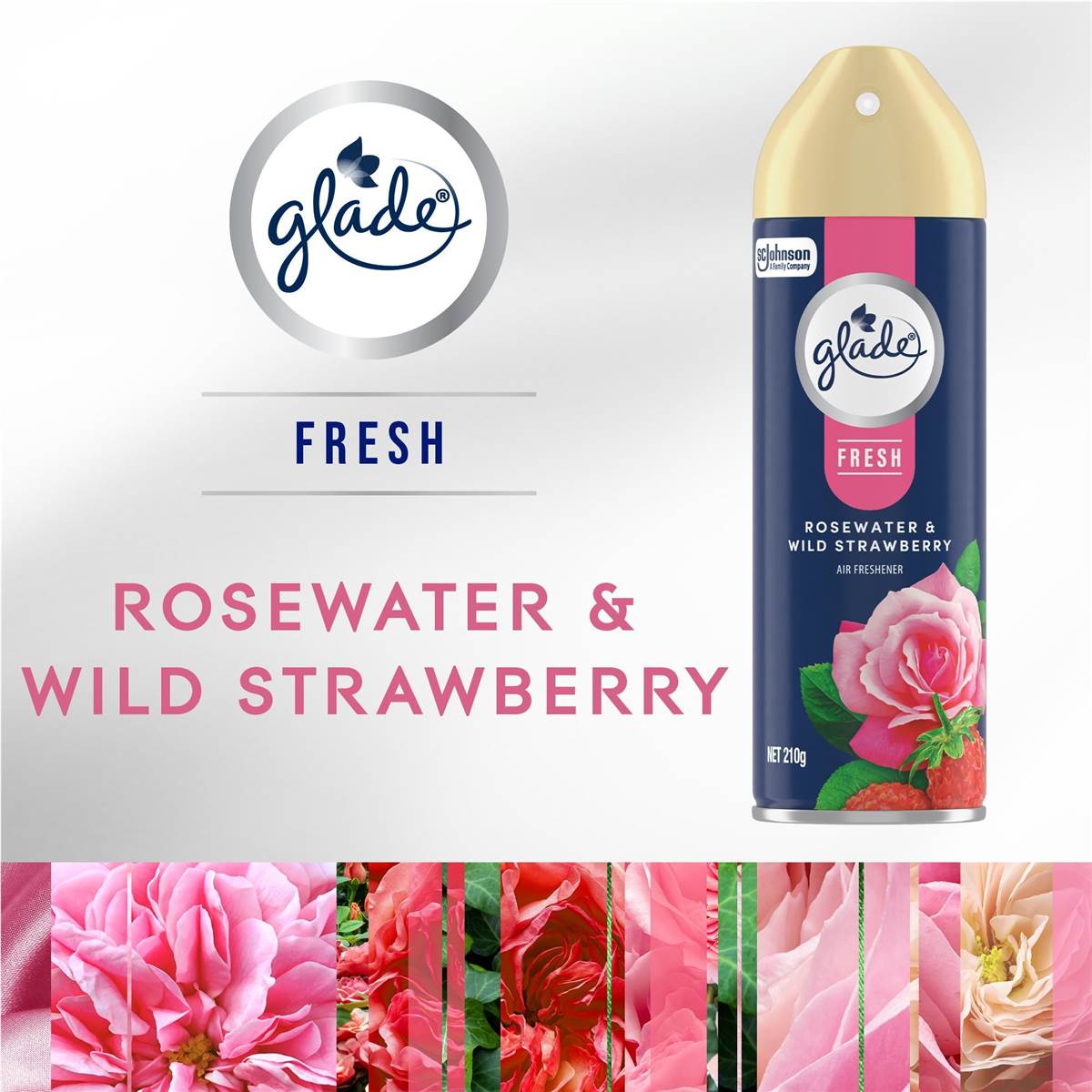 Glade Fresh Air Freshener Rosewater & Wild Strawberry 210g