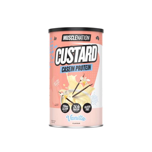 MUSCLE NATION CUSTARD CASEIN PROTEIN POWDER VANILLA 400G
