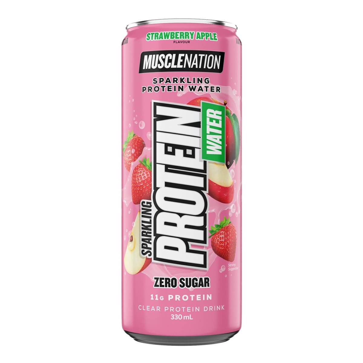 Muscle Nation Sparkling Protein Water Strawberry Apple Zero Sugar 330mL