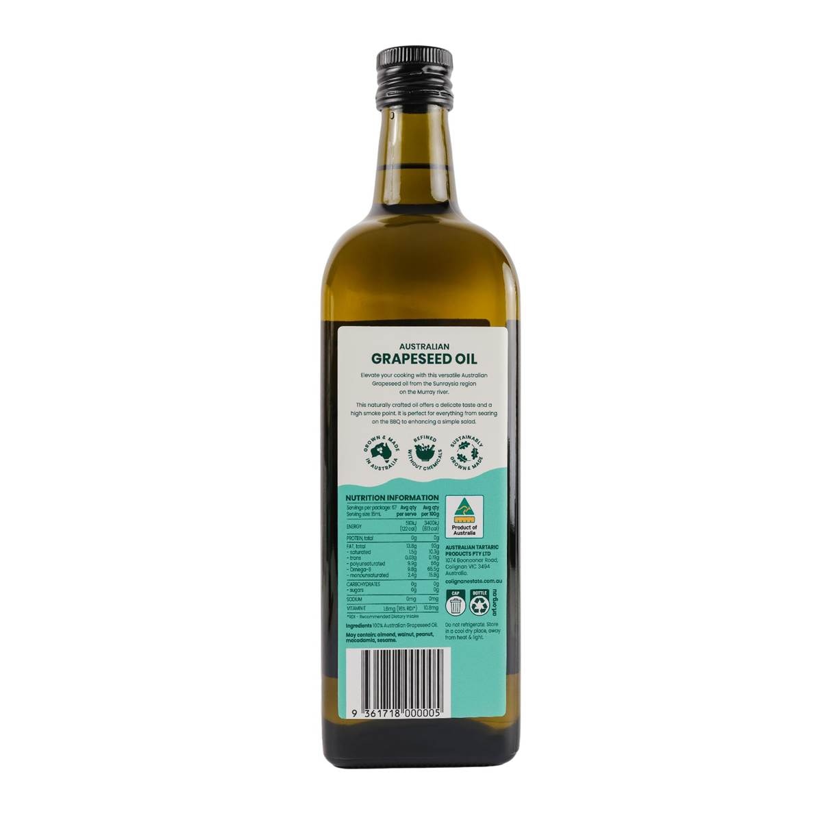 Colignan Estate Grapeseed Oil Light Flavour 1L