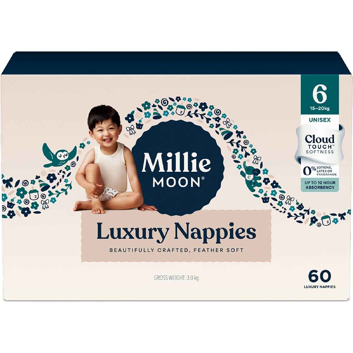 Millie Moon Luxury Nappies Size 6 (15-20kg) 60 pack