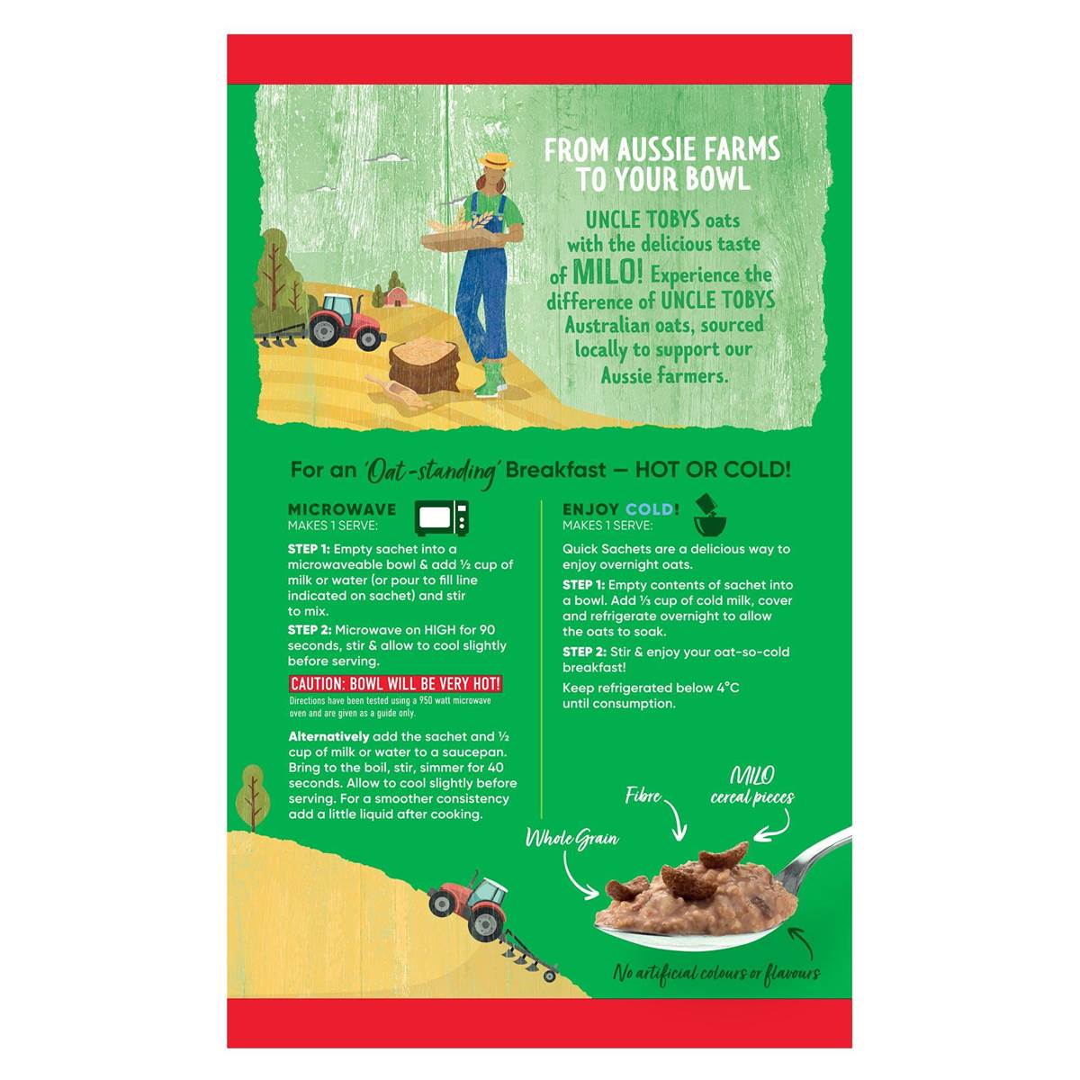 Uncle Tobys Oats Sachets Milo 8 pack 280g