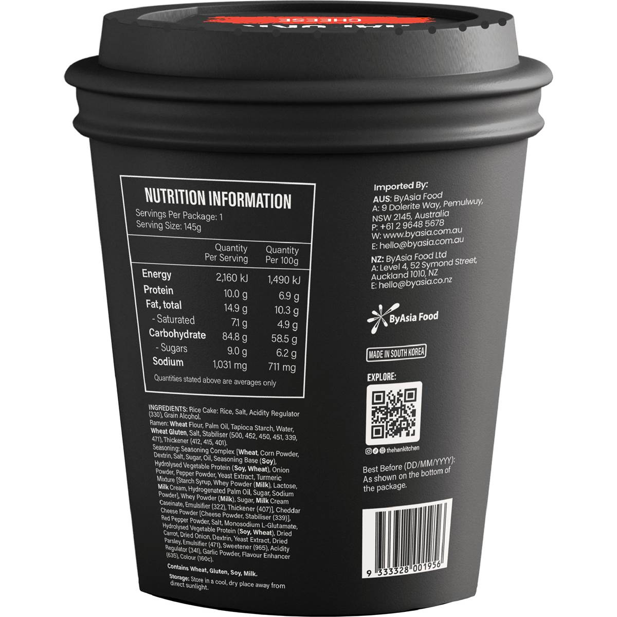 The Han Kitchen Rapokki Cheese Noodle Cup 145g