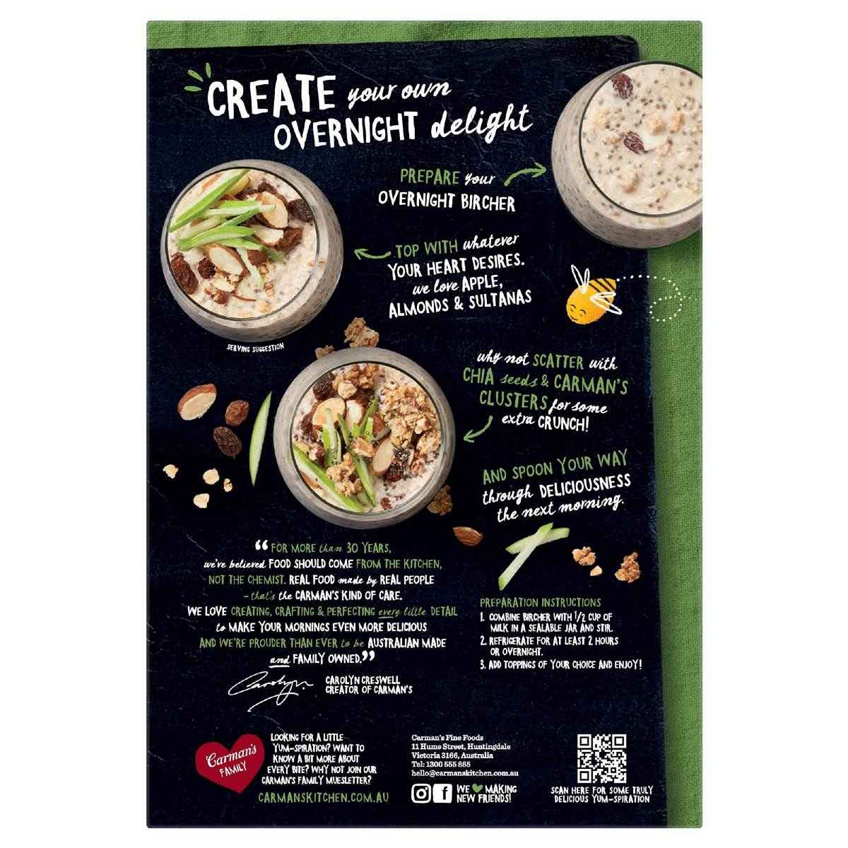Carman's Overnight Bircher Sachets Apple & Almond 6 pack