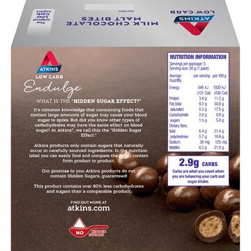 Atkins Low Carb Indulge Malt Bites 30g x 5 pack