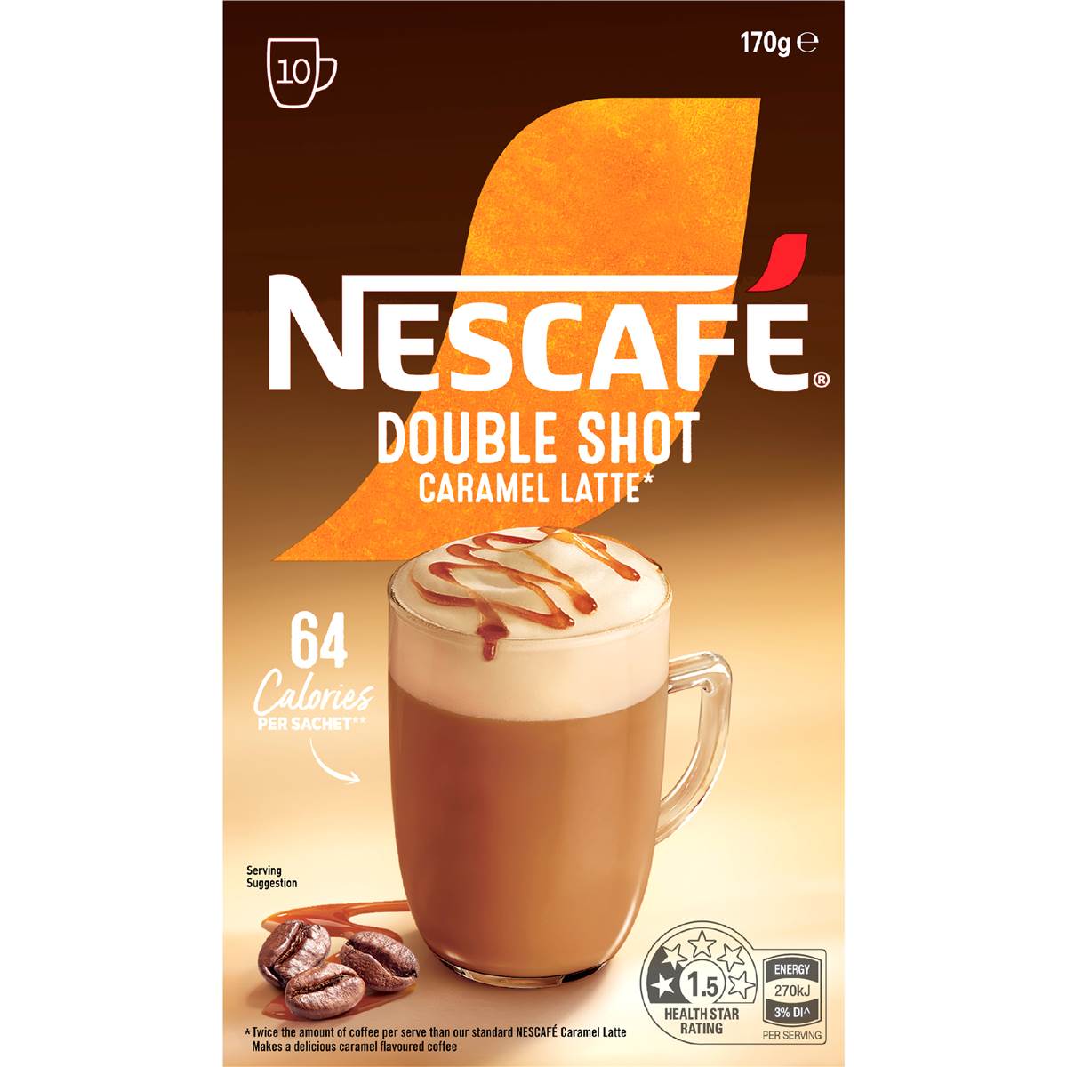 Nescafe Double Shot Caramel Latte Sachets 10 pack