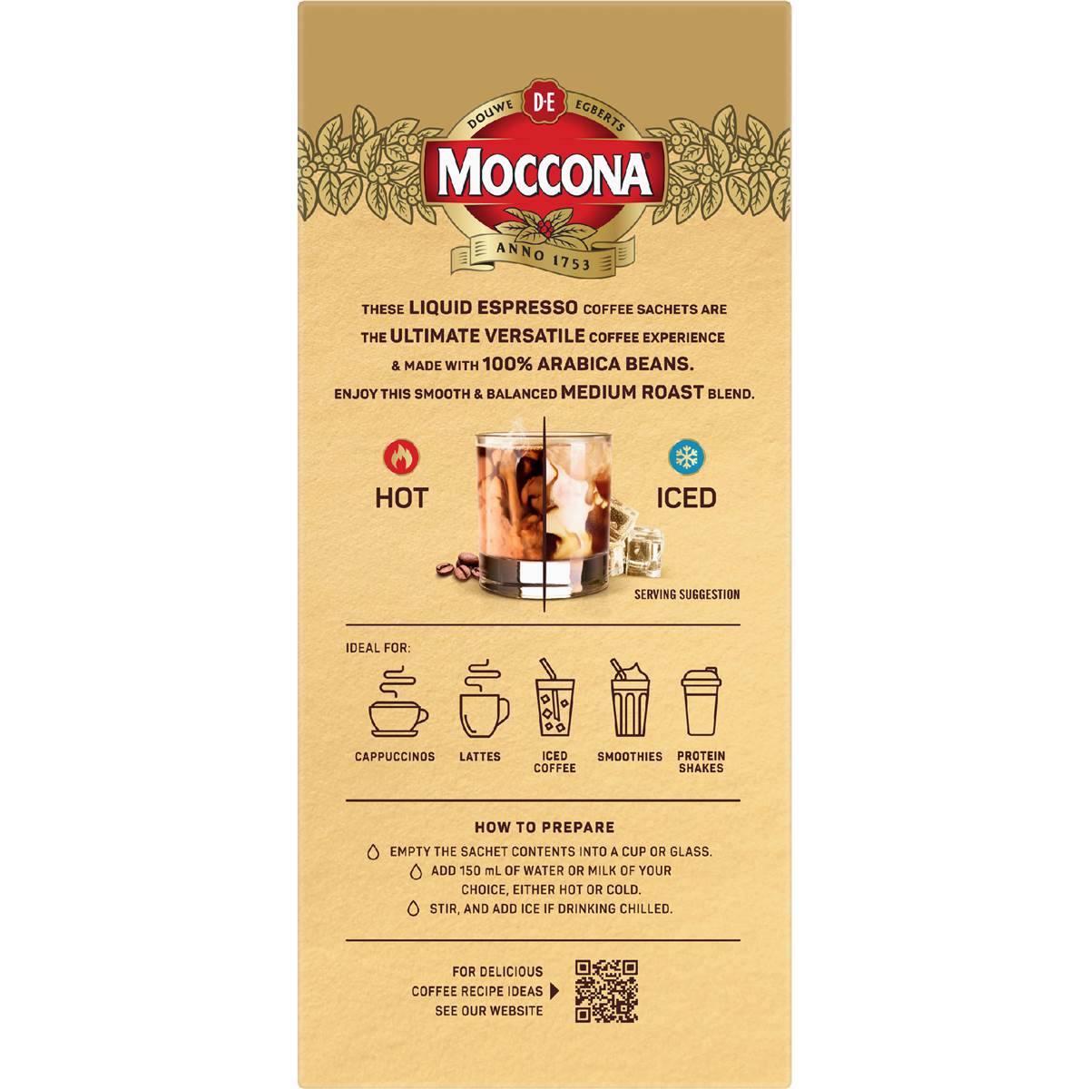 Moccona Liquid Coffee Sachets Espresso Medium Roast 8 pack