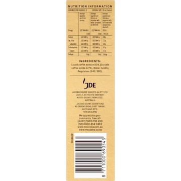Moccona Liquid Coffee Concentrate Sachets Espresso Medium Roast 8 pack