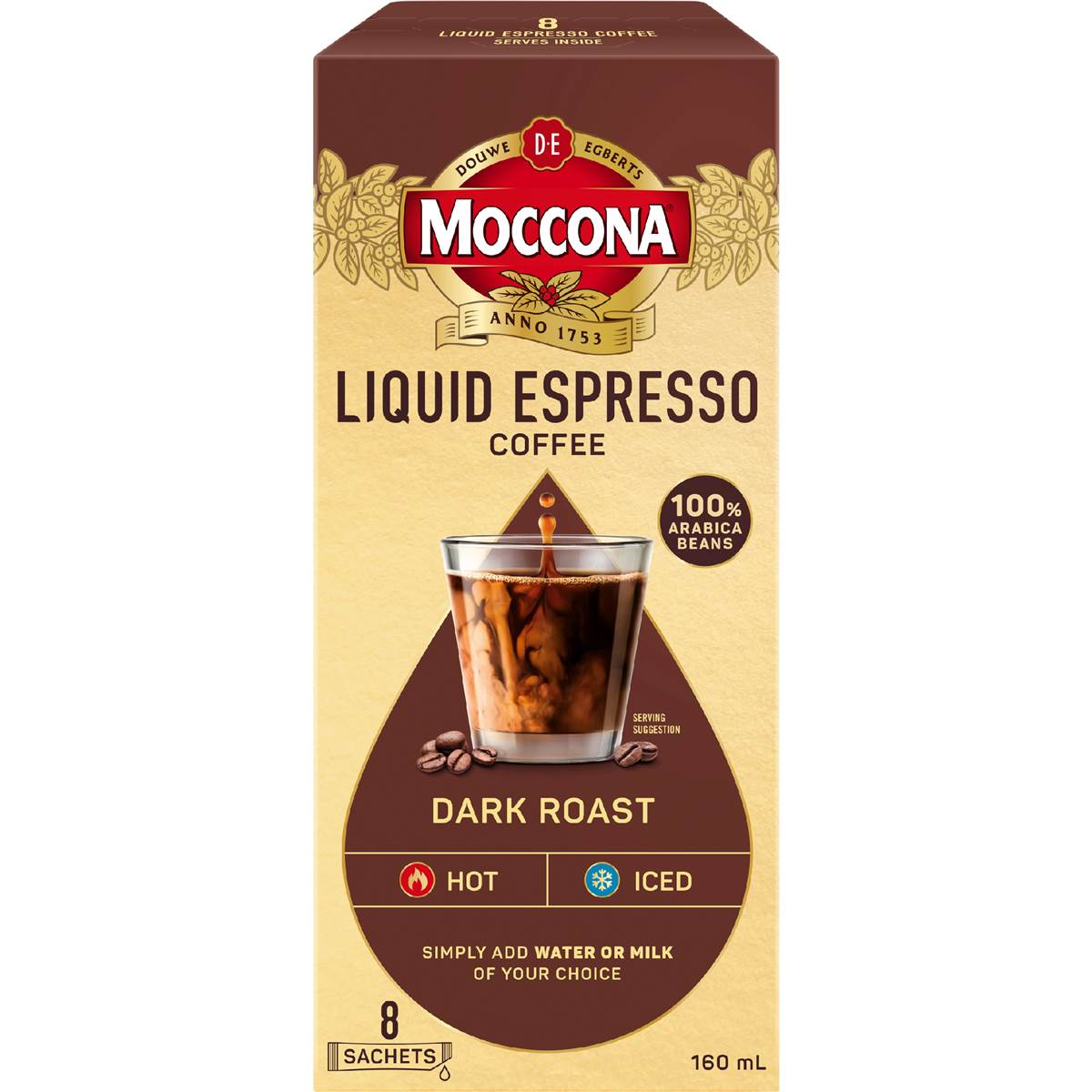 Moccona Liquid Coffee Sachets Espresso Dark Roast 8 pack