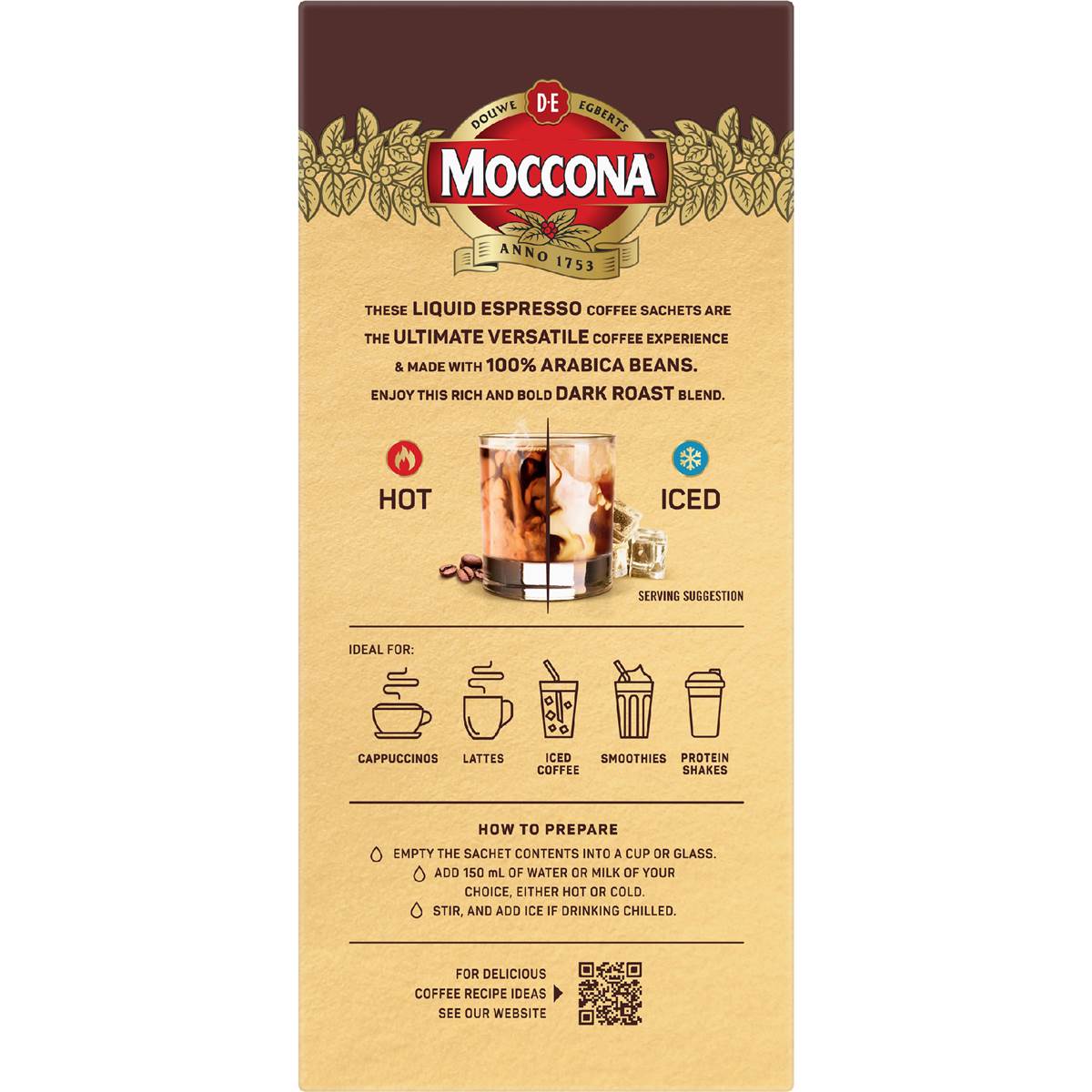 Moccona Liquid Coffee Sachets Espresso Dark Roast 8 pack