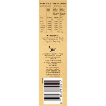 Moccona Liquid Coffee Concentrate Sachets Espresso Dark Roast 8 pack