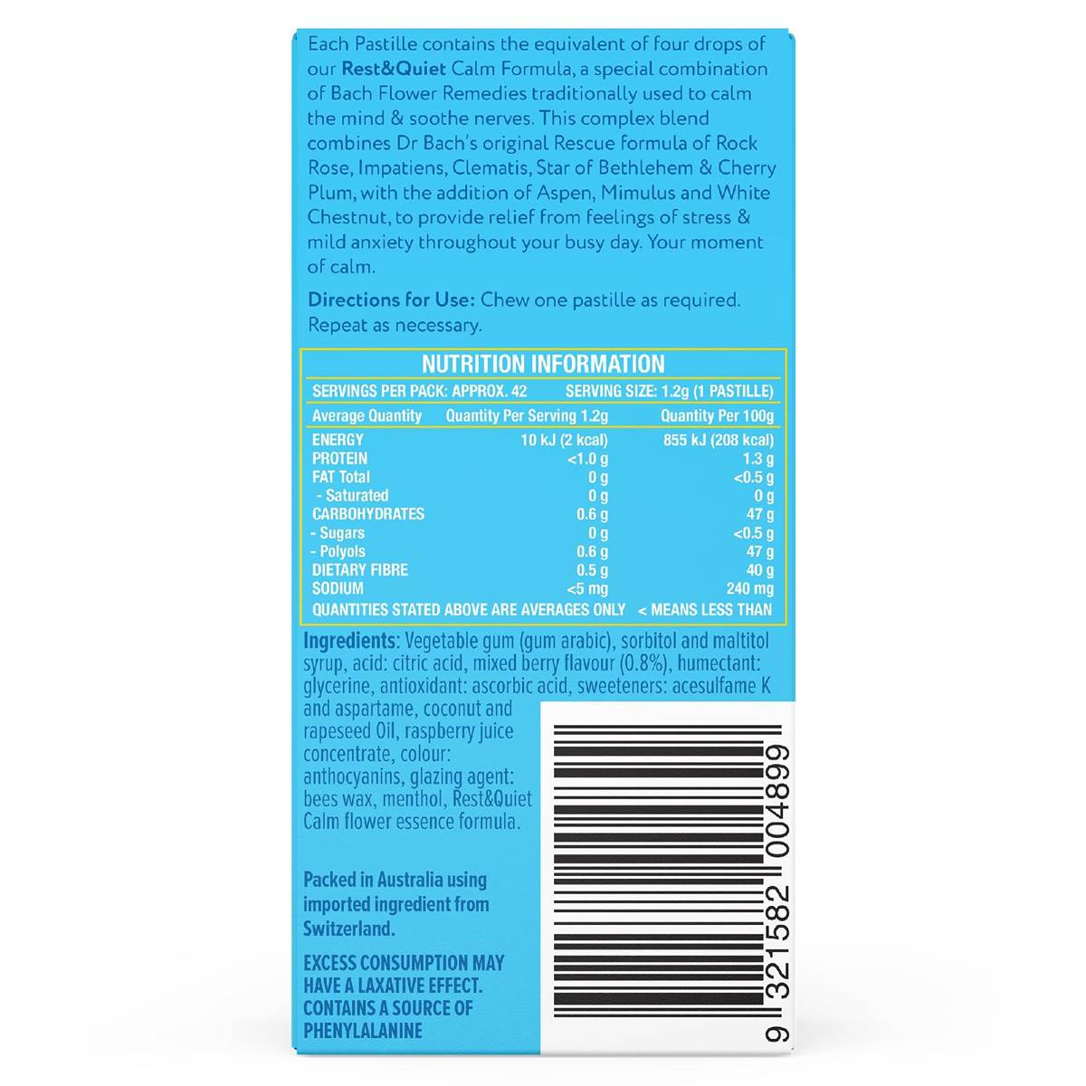 Martin & Pleasance Rest & Quiet Calm Pastilles Mixed Berry 50g