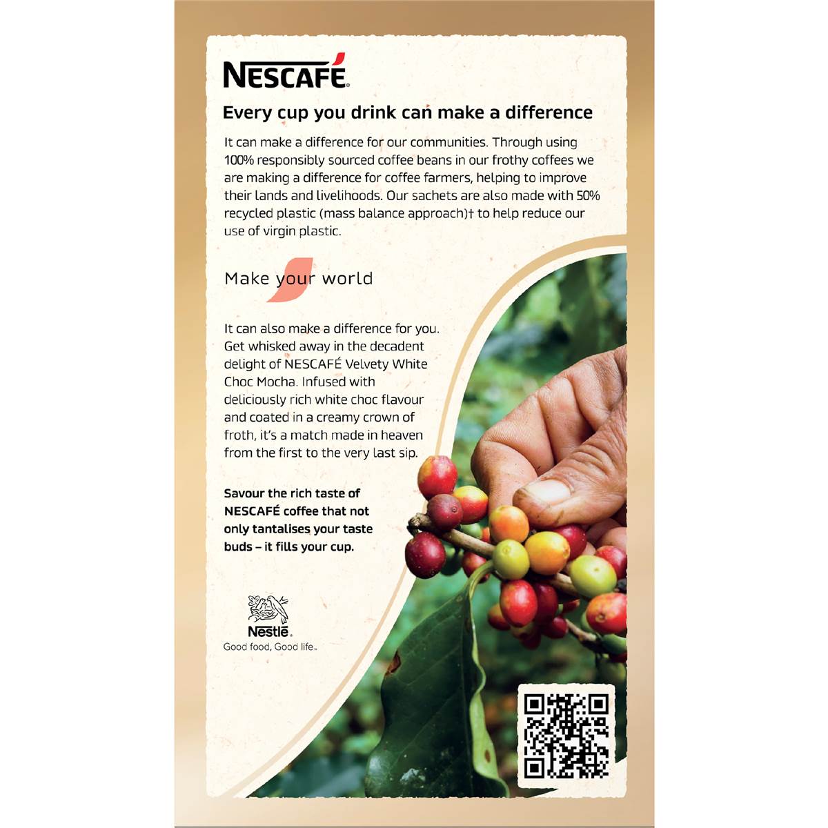 Nescafe Velvety White Choc Mocha Sachets 8 pack