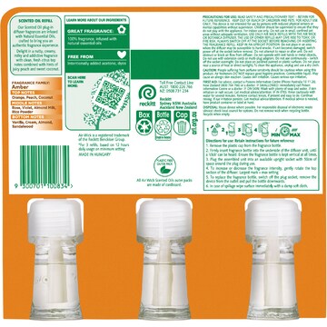 Air Wick 2x Essential Oil Vanilla & Shea Butter Plug In Refill 19mL x 3 pack