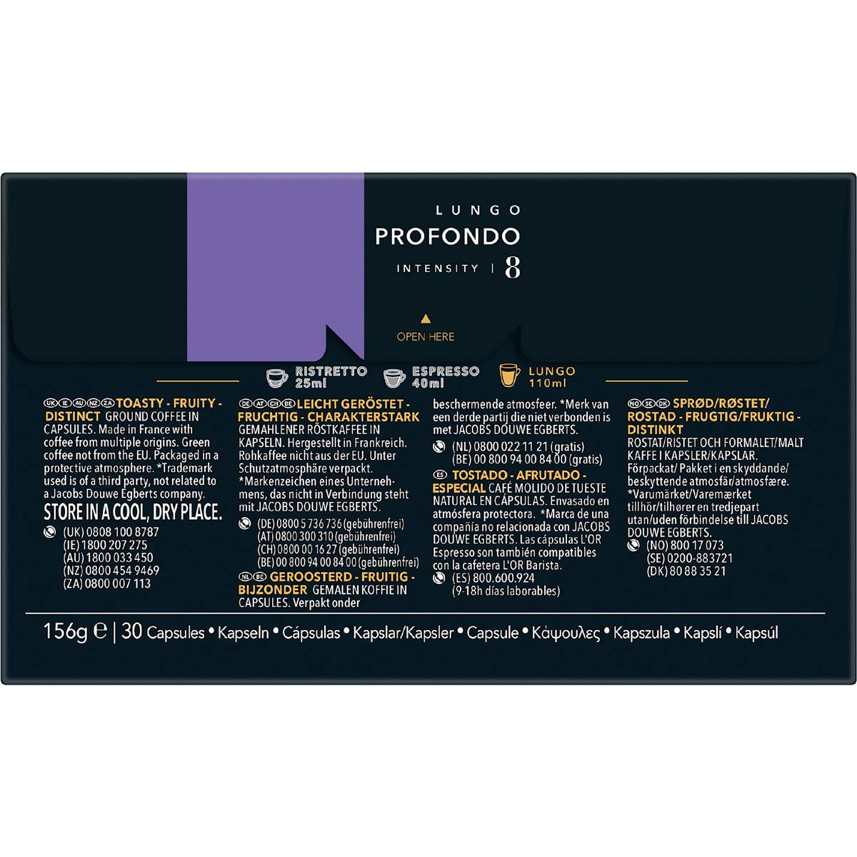 L'Or Espresso Lungo Profondo Intensity 8 Coffee Pods 30 pack