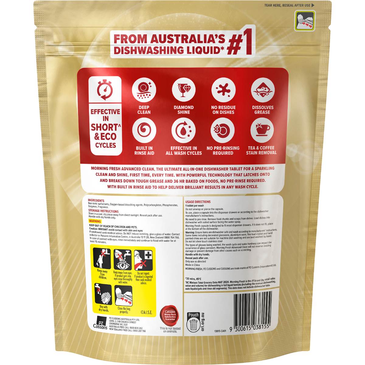 Morning Fresh Advanced Clean Dishwasher Tablets Lemon 38 pack