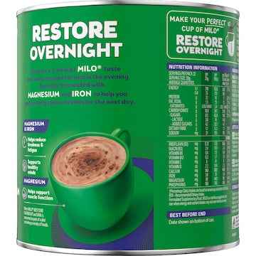 Milo Restore Overnight Chocolate Malt Powder Hot Drink 440g