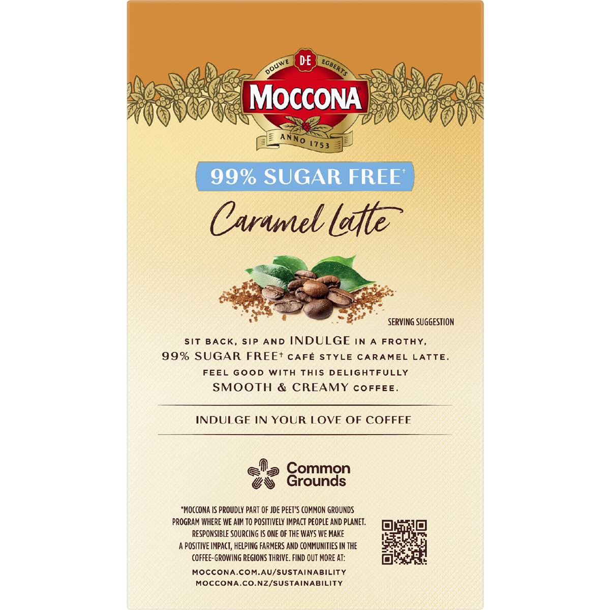 Moccona Coffee Sachets Sugar Free Caramel Latte 10 pack