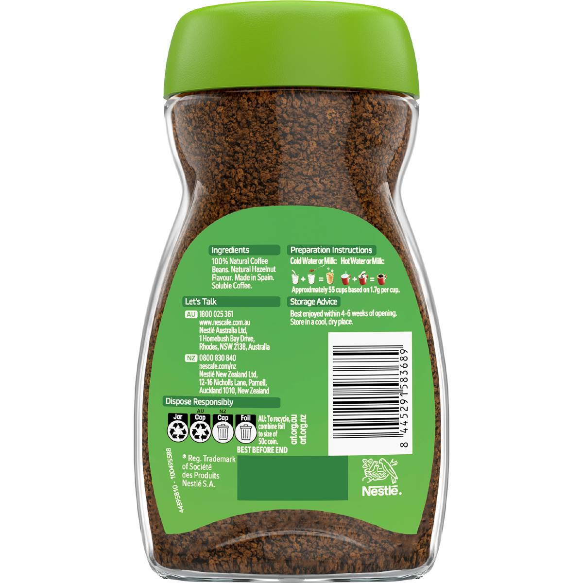 Nescafe Smooth Hazelnut Flavourred Instant Coffee 95g