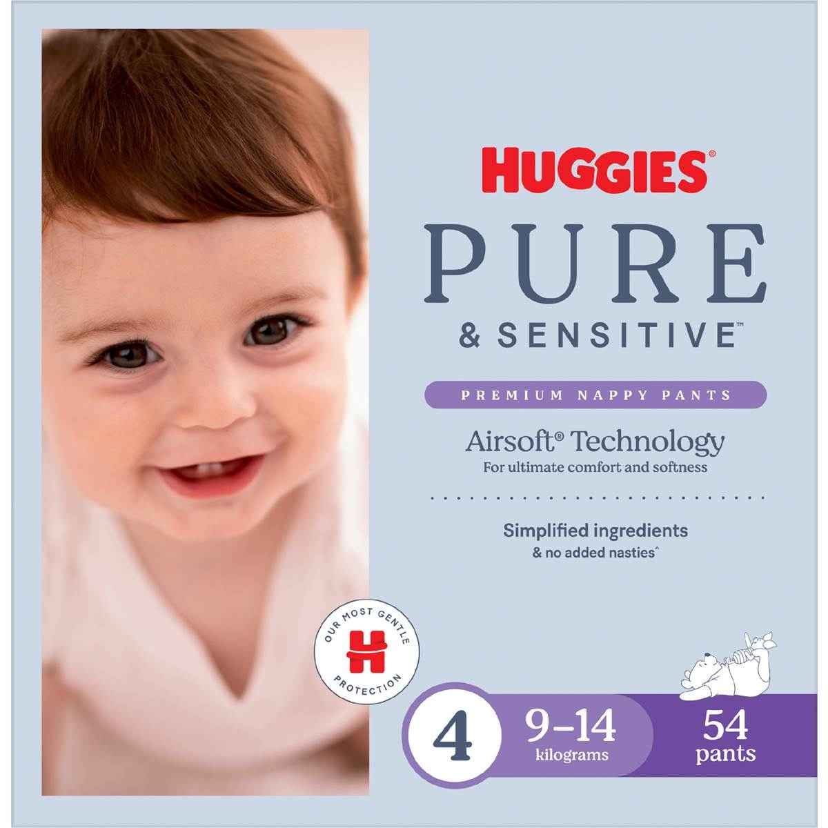 Huggies Pure & Sensitive Nappy Pants Size 4 (9-14kg) 54 pack